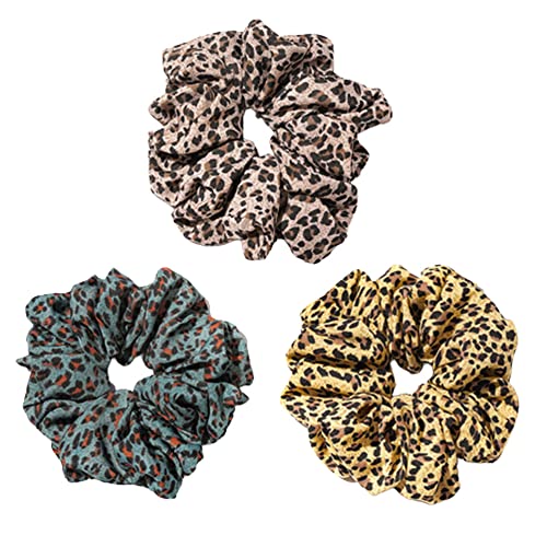 3 Pcs Leopard Dot Animal Print Scrunchies - Ponytail Holders for Women & Girls, 1 count (Pack of 3)