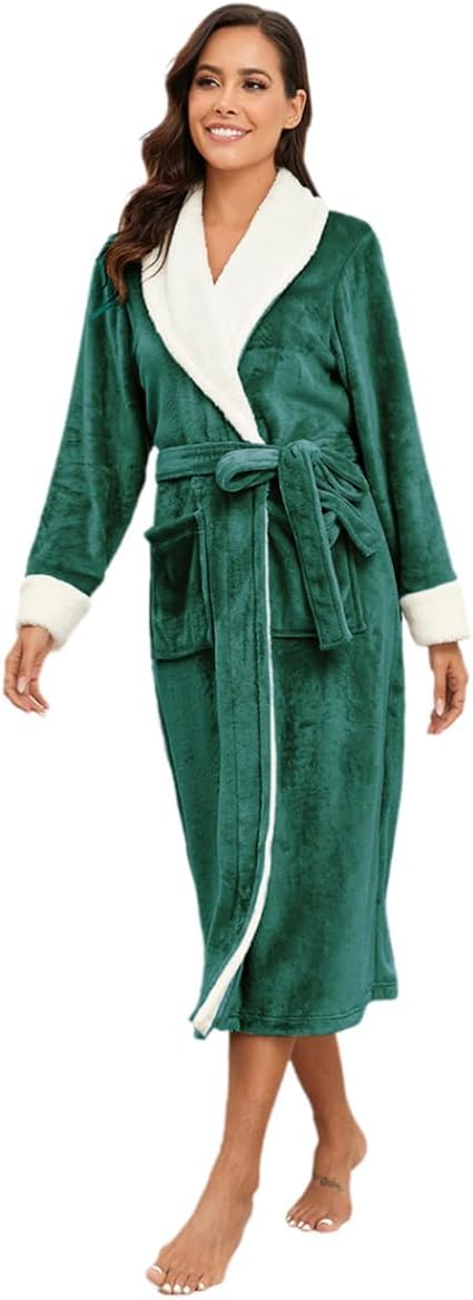 Peignoir Polaire Long Avec Liseré Blanc - Confort Paradis