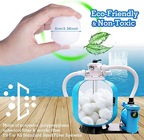 Vazillio 1.76 Lbs Pool Filter Balls For Sand Filter Pump, Reusable Eco-Friendly Fiber Filter Media For Swimming Pool Sand Filters, Aquarium Fish Tanks Sand Filters (Equals 63 Lbs Pool Filter Sand) #TOP4