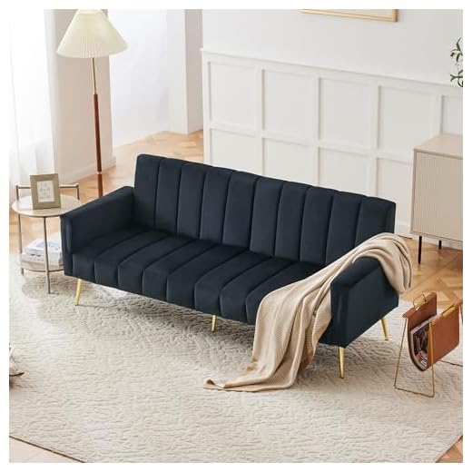 Merax Canapé-lit Pliable 2 Places avec Grande Surface de Couchage de 220 x 104 cm (L x l) - pour Salon, Chambre à Coucher, Chambre d'amis, Noir