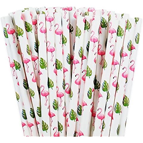 Whaline 100Pcs Flamingo Paper Straws Cover
