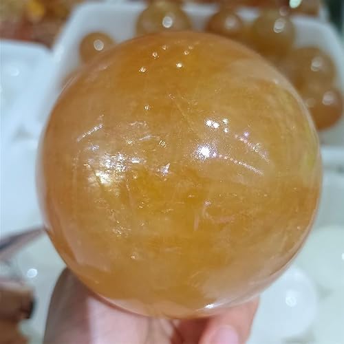 Miniatura 2 de AtkitS Bola de calcita de Miel Naranja Natural, bola de Cristal de cuarzo, Mineral Reiki, curación, hogar, oficina, desmagnetización, Gema de
