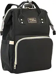 Winth Mochila Maternidade, 43 x 28 x 13 cm, Preta, com Bolsos Térmicos e Compartimentos Múltiplos
