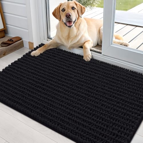 Image of OLANLY Dog Door Mat for Muddy Paws 36x24, Ultra-Absorbent Chenille Mud Mat