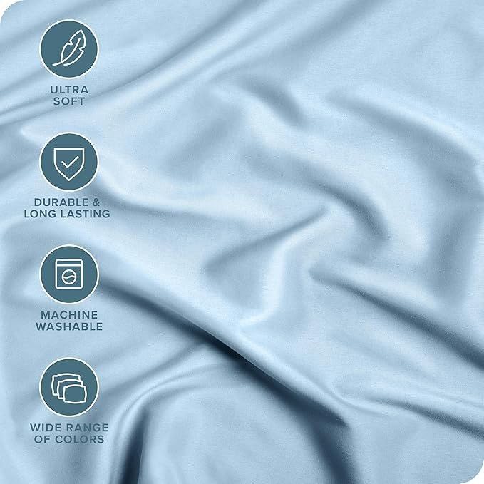 Image of 600 TC 100% Egyptian Cotton Fitted Sheet for Supper King Bed Size Fitted Bed Sheet with Pillow Cover for Bedroom, Soft Hotel Quality Size - 78 x78+12 Light Blue Pillow Size -18 x 28 Inch