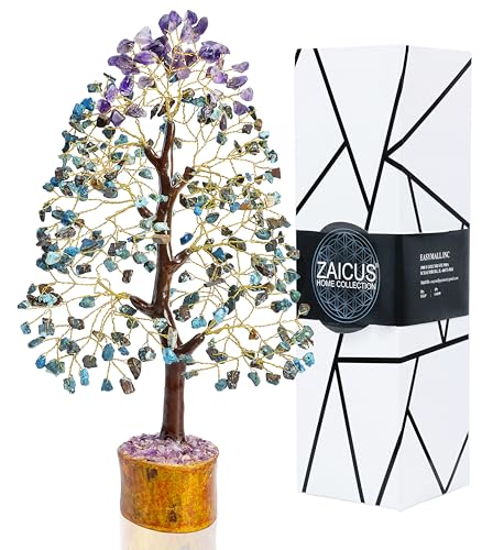Image of ZAICUS Amethyst Turquoise Gemstone Tree Feng Shui Bonsai 10-12 Inch