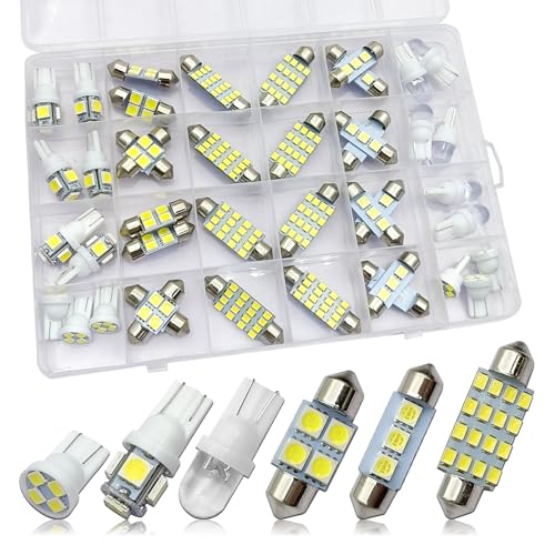 Kit de 42 luces LED interiores para autos, blancas miniatura 1