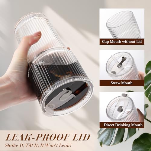 Iced Coffee Cups with Lids 4Pcs