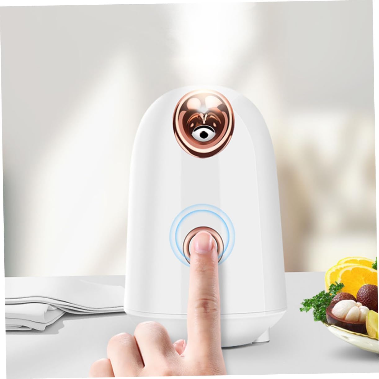 Outanaya Portable Facial Steamer Humidifier with Hot Mist Spray for Deep Pore Cleansing and Hydration Abs Durable Skin Care Device for Dry Wrinkled and Sagging Skin US Plug Ivory White