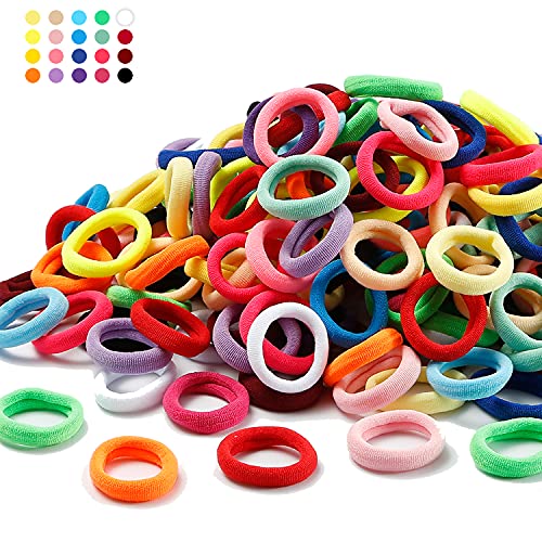 150 Pcs Baby Hair Ties for Kids Toddlers, TailaiMei 20 Colors Small Seamless Elastic Hair Bands, Soft Ponytail Holder for Girls (Rainbow Color, 1.2in)