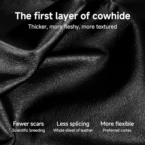 Men’s Genuine Leather Crossbody Shoulder Bag – First Layer Cowhide Messenger Bag with Adjustable Strap, Lightweight Small Satchel Fits Phone, Wallet, Keys, Black3