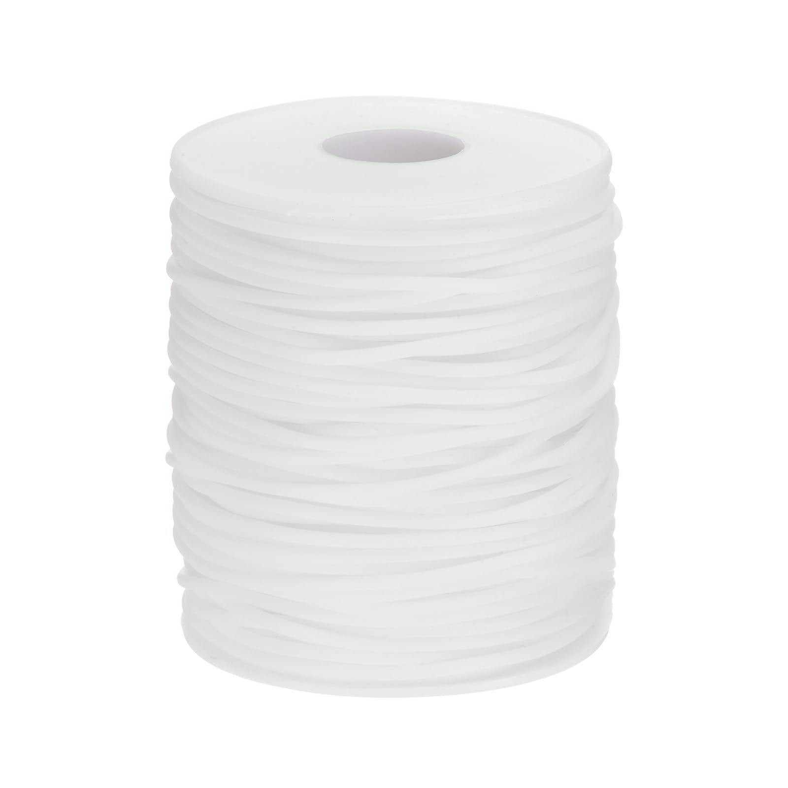 sourcing map Hollow Pipe Rubber Cords 54.6 Yards Length 2mm Hollow Tube Silicone Tubing with 1mm Hole for DIY Jewelry Making Necklaces Bracelet, White