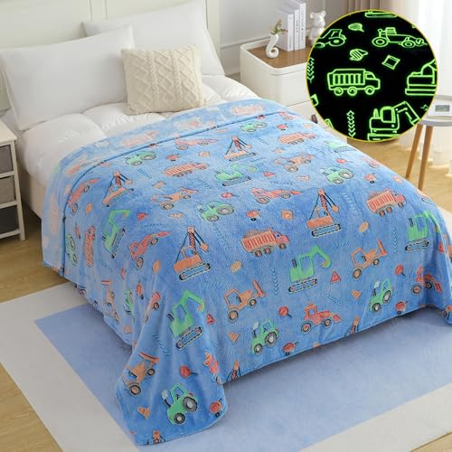 Image of Story@Home Glow in the Dark Blankets for Kids | Kids Soft AC Quilt for Summer | Kids Blanket 0-15 Years (200x15 cm) Soft Fleece Blanket |All-Season Radium Blanket for Boys & Girls-Construction