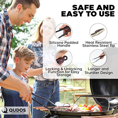 Q Qudos Silicon Camping Cooking Set - 14 Pcs Camping Utensil Set With Portable Waterproof Polyester Case - Heat Resistant Camping Cooking Utensils For Traveling, Picnic & Camp Stuff #TOP3