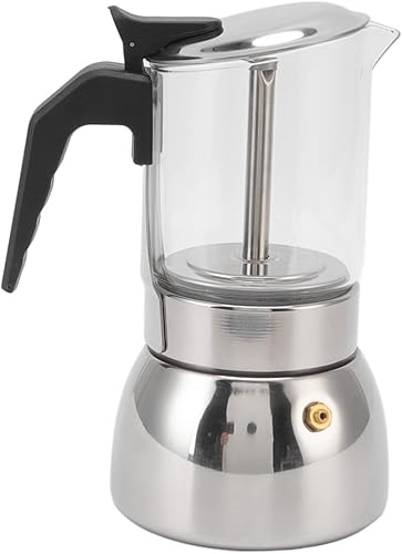 Cafetera de café expreso, cafetera portátil de vidrio para moka de acero inoxidable, cafetera italiana clásica para el hogar y el café (10.8 fl oz)