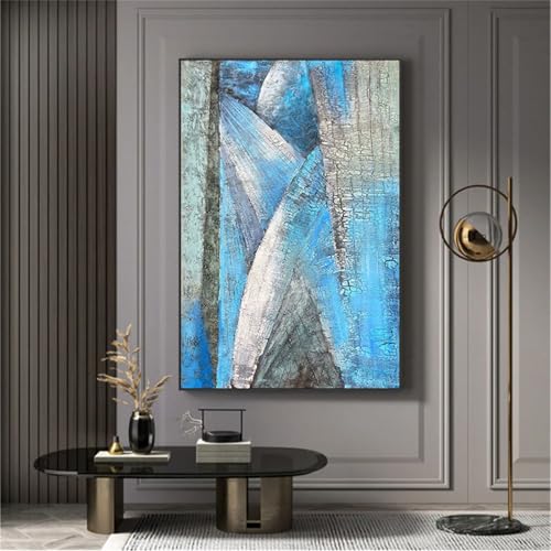 Peinture huile abstraite bleue pour décorer un couloir sombre ou grand porche