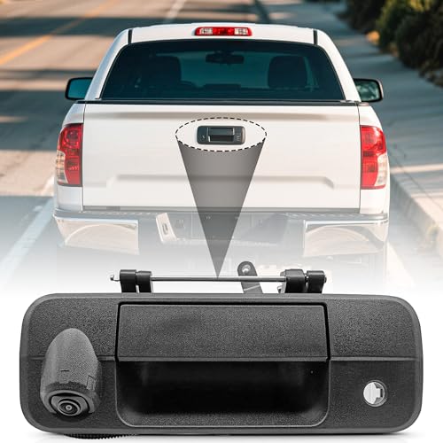Image of PartsFlow 69090-0C051 Tailgate Handle Backup Camera Compatible With Toyota Tundra 2007-2013 Classic Tailgate Reversing Rear View Park Assist Camera RCA Plug Replaces 86790-34011 86790-34030