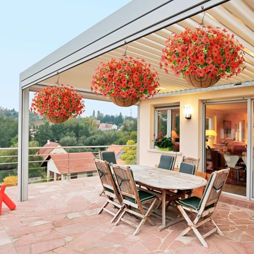 Image of TIED RIBBONS Set of 5 Artificial Eucalyptus Flower Bunch (Orange, 14.1 Inch) - for Vase Pot Home Decor, Living Room, Office, Wedding & Party Gifting Item (Vase not Included)