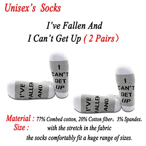 JXGZSO 2 Pairs Nap Gift Sleeping Socks Nap Time Socks I’ve Fallen And I Can’t Get Up Socks Lazy Socks Love To Sleep Gift (I Can’t Get Up)2