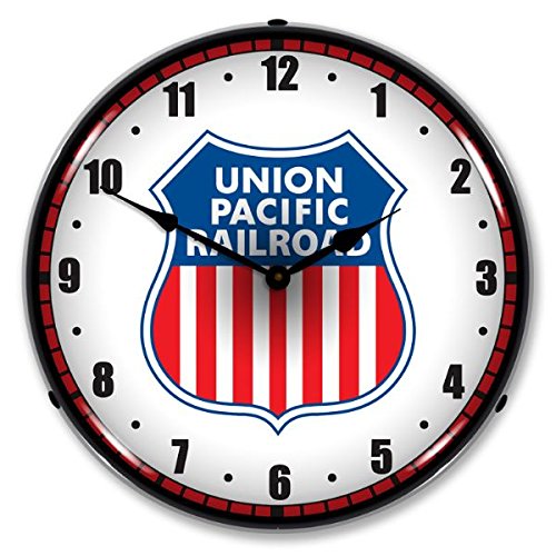 The Finest Website Inc. New Union Pacific Railroad Retro Vintage Style Advertising LED Lighted Clock - Ships Free Next Business Day to Lower 48 States