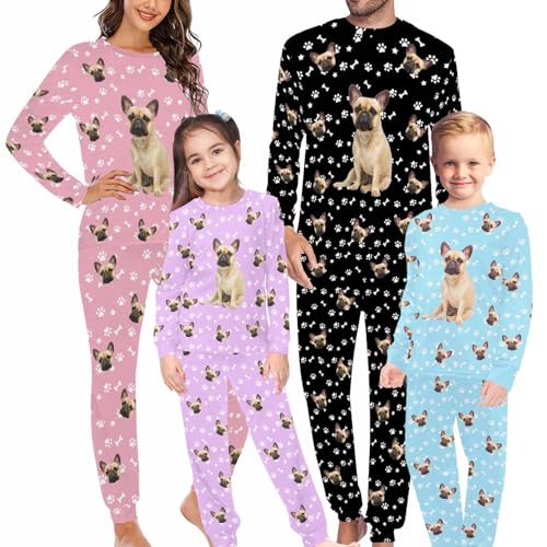 M YESCUSTOM Custom Pajama Sets for Women Men Personalized Matching Face Pajama Pjs for Family Customize Funny Sleepwear Gift