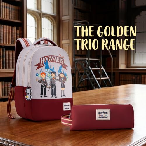 Image of Harry Potter x American Tourister Hogwarts Illustration Pouch | Unisex Stationery & Utility Organizer | Wizarding World Edition | Beige | 1 Year Global Warranty