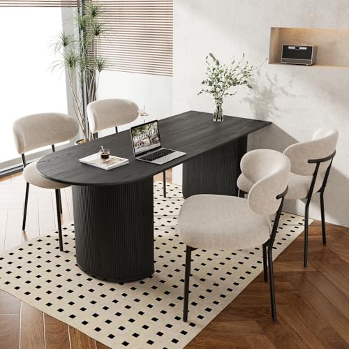 MALOL Dining Chairs Set of 4 Fabric Chairs for Dining Room with Metal Legs & Curved Backrest & Thick Cushion Upholstered Kitchen Chair with Anti-Slip Pads Camel