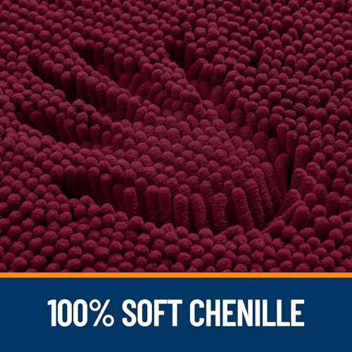 Image of OLANLY Bathroom Rugs Sets 2 Piece, Soft Absorbent Chenille Bath Mats and U-Shaped Contour Toilet Mat Area Rug Set, Machine Washable Bath Carpet, Home Decor Accessories(24 inchx16 inch+24 inchx20 inch, Burgundy)