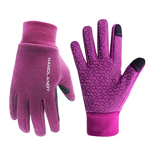 HANDLANDY Winter Gloves for Men & Women Touch Screen Warm Gloves, Upgraded Anti- Slip Thermal Running Gloves Small Purple-Upgraded