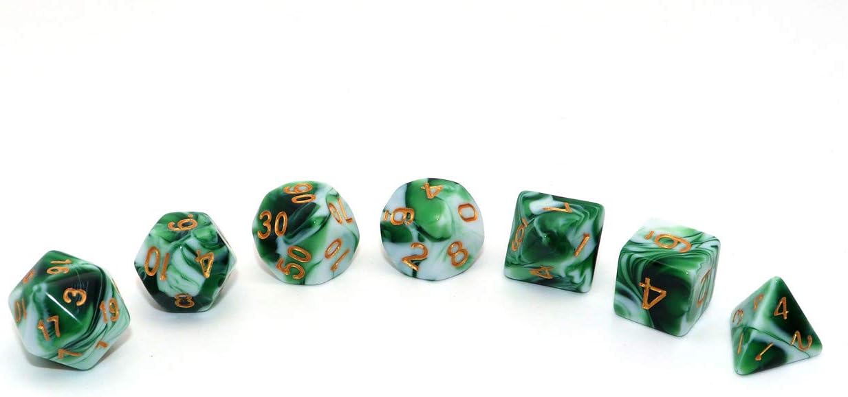 CREEBUY Polyhedral DND Dice Set Green White RPG Dice for Dungeon and Dragons D&D Pathfinder MTG Role Playing Games 7-Die Dice - Image 3