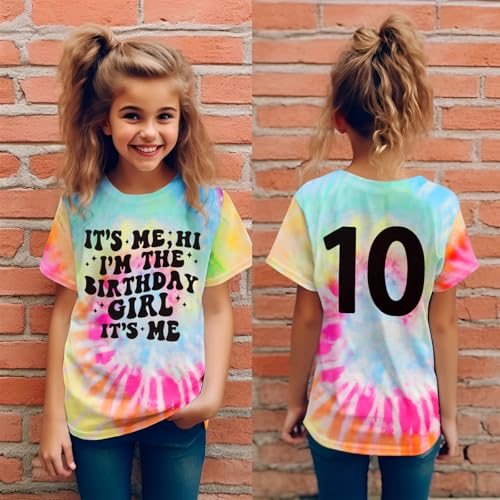 Image of GLIGLITTR Its Me Hi Im The Birthday Girl Shirt Kids Letter Print Birthday Party T-Shirt Outfit for Girls Gift Top 5-10 Years
