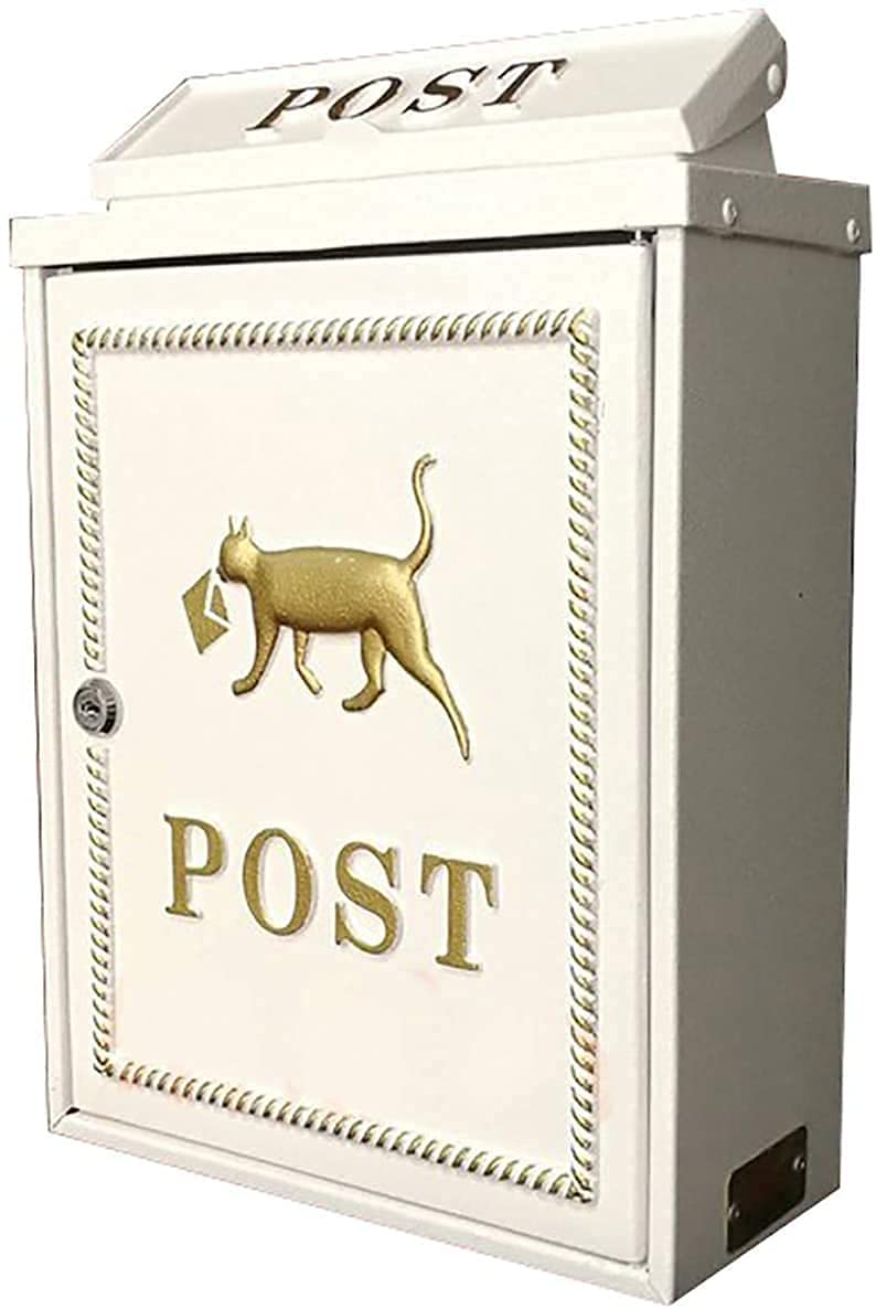 post boxes outside waterproof post boxes Vertical Mailbox Locking Steel Locking Office Drop Box Comment Box Letter Box Deposit Box Letterbox Parcel Box(Color:White)