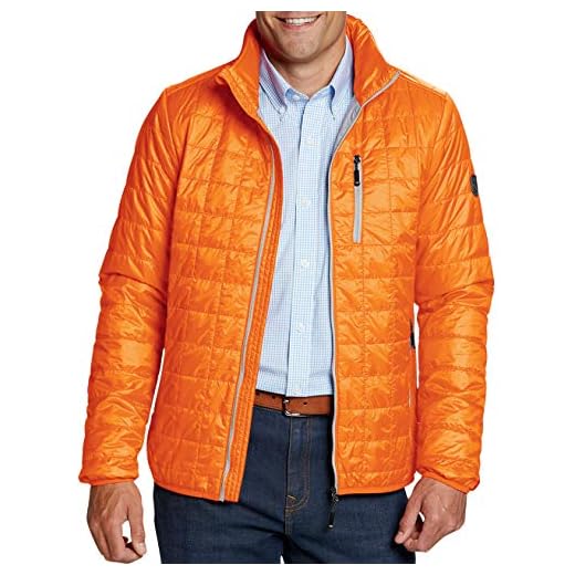 Cutter & Buck Men's Weather Resistant Primaloft Down Alternative Rainier Jacket, Satsuma, XXX-Large