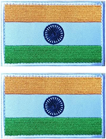 2 PCS AliPlus India Flag Patches Embroidered Tactical Military Morale Patch Applique Fastener Hook and Loop