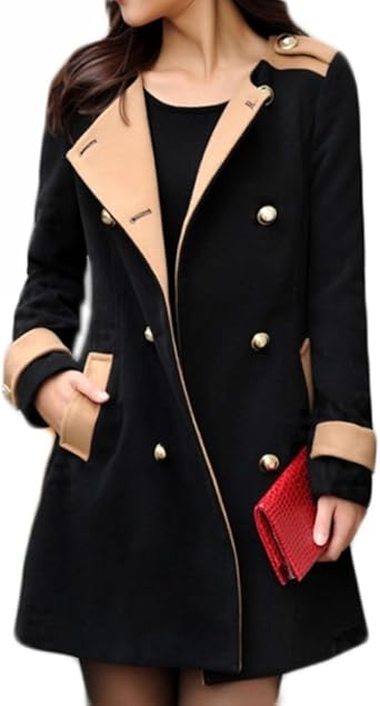 Damen Wintermantel A-Linie - Eleganter Wollmantel Knielang Mit Gürtel