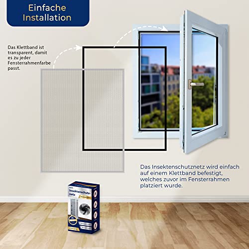 FAYZA Fliegengitter Fenster groß 1,50x2,50m für bodentiefe Fenster - Premium Qualität - Insektenschutz Fenster - Moskitonetz - Fliegennetz Fenster - Insektenschutznetz - Mückenschutz - Mückennetz