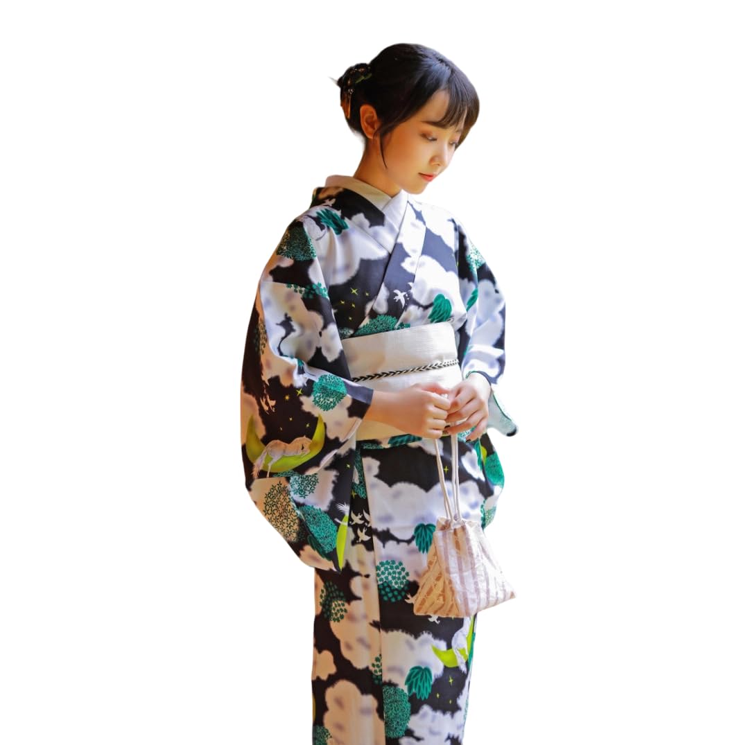 Damskie tradycyjne kimono haftowane Pretta Showa Retro Kimono, kwiaty, Kimono, długi, wiosenny zestaw 9 szt