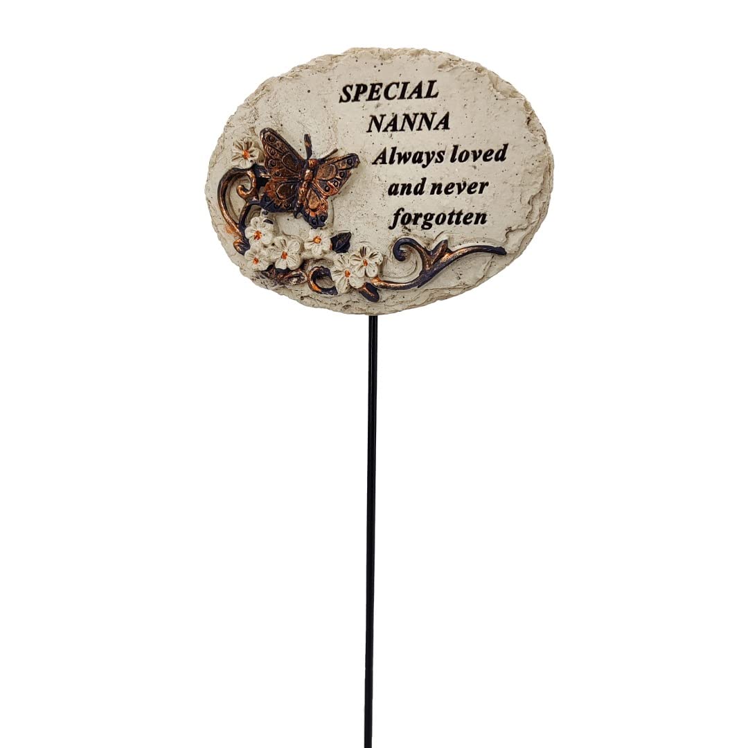 Angravememorials Multicolor Special Nanna Always Loved Butterfly Memorial Tribute Stick Graveside Plaque