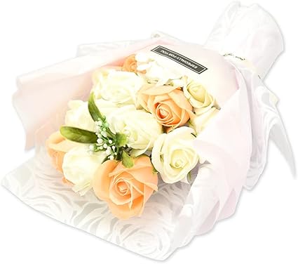 Amazon ソープフラワー 枯れない 花束 造花 ギフトボックス 誕生日 記念日 結婚祝い 薔薇 紫陽花 ミルキーホワイト 造花 オンライン通販