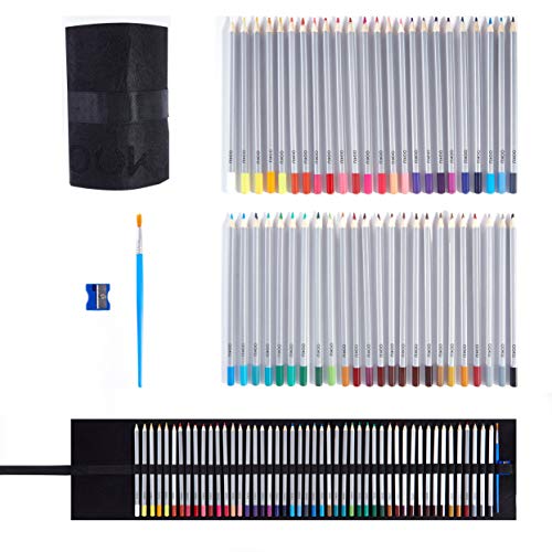 OOKU Artist Pro Watercolor Pencils Set 36 Colors / 39 Pc Full Kit | Wet Water Color Pencils Set/Dry Coloring Pencils Set for Adults, Kids | w/Wool Pencil Wrap, Watercolor Brush, Sharpener