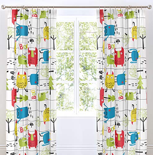 Image of Cosatto - Monster Mob - Pair of Pencil Pleat Curtains - 66" Width X 72" Drop (168 X 183Cm) in Multi