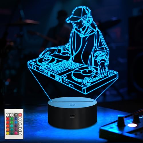 CoolGift Mart DJ Night Light, 3D LED Optical Illusion Lamp with 16 Colors and Remote Controller, Gifts for DJ Music Lovers