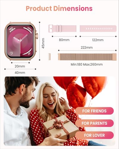 Image of Smart Watches for Women Reloj Inteligente: 1.85 inchSmart Watch for Answer /Make Calls, 30 Day Battery Life, 24 /7 SpO2 Sleep Heart Rate Monitor 120 Sports Mode IP68 Fitness tracker for iPhone Android 2Band