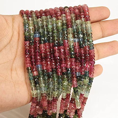 Perles tourmaline pastèque naturelle LKBEADS fil de 14" pour fabriquer un cadeau fait main inoubliable