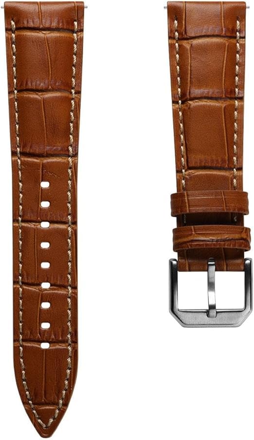 WatchGecko Carolina Gator Print Genuine Leather Watch Strap [Light Brown, 22mm]