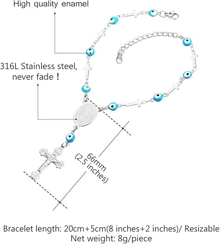 Miniatura 4 de U7 Christian Bracelets Stainless Steel 18K Gold Plated Cross Bracelet, Saint Bendict Bracelet, Rosary Bracelets for Men Women