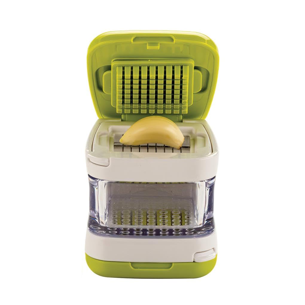 Juego de 10 cubos de acero inoxidable para prensar ajos, herramienta de cocina, trituradora manual con contenedor de almacenamiento, para cocinar en casa, restaurante
