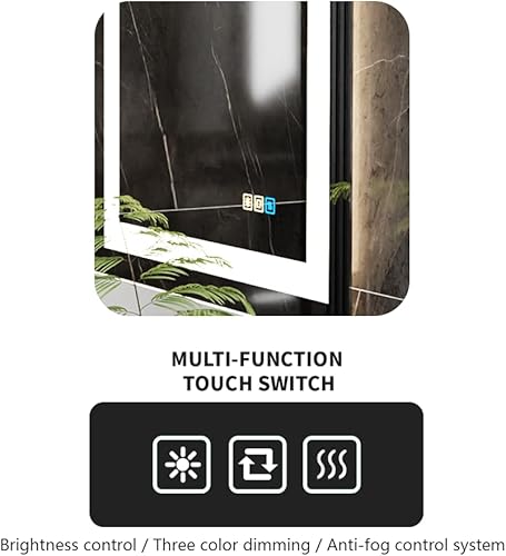 Miniatura 6 de Espejo LED de 18 x 24 pulgadas, espejo de baño inteligente con luces, antivaho, vidrio templado, 3 colores regulables, frontal y retroiluminado, CRI