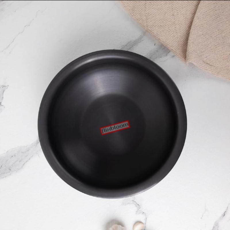 Image of Pro 1 Litre Hard Anodised Induction Base Cookware /LPG Friendly | Virgin Food Grade Cook & Serve Uruli /Urli for Cooking | Kitchen Utensils | with Lid (1 LTR, Uruli /Urli with Lid)