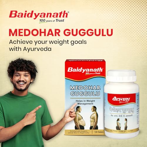 Image of Baidyanath Ayurved Medohar Guggulu Tablets, Enriched with Guggulu, Chitrakmool and Nagarmotha- 120 Tab (Pack of 1)